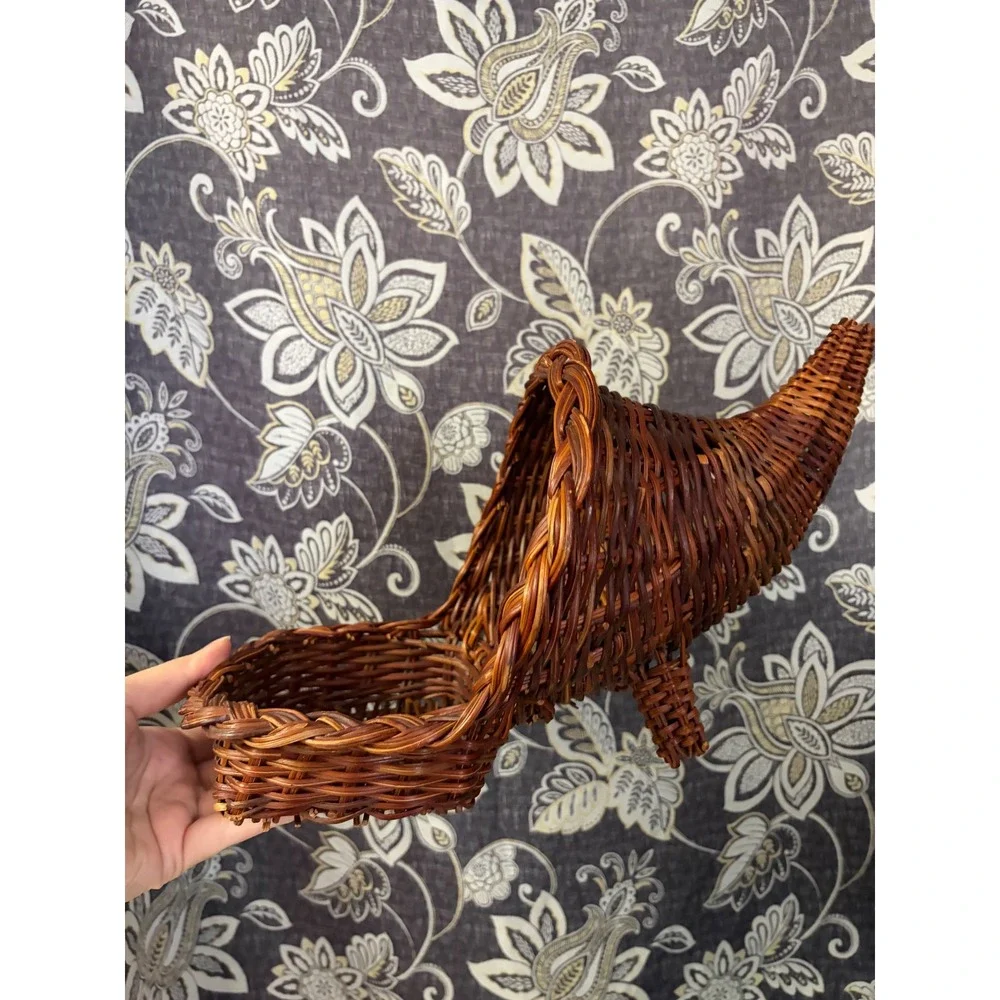 Vintage Wicker Cornucopia Basket